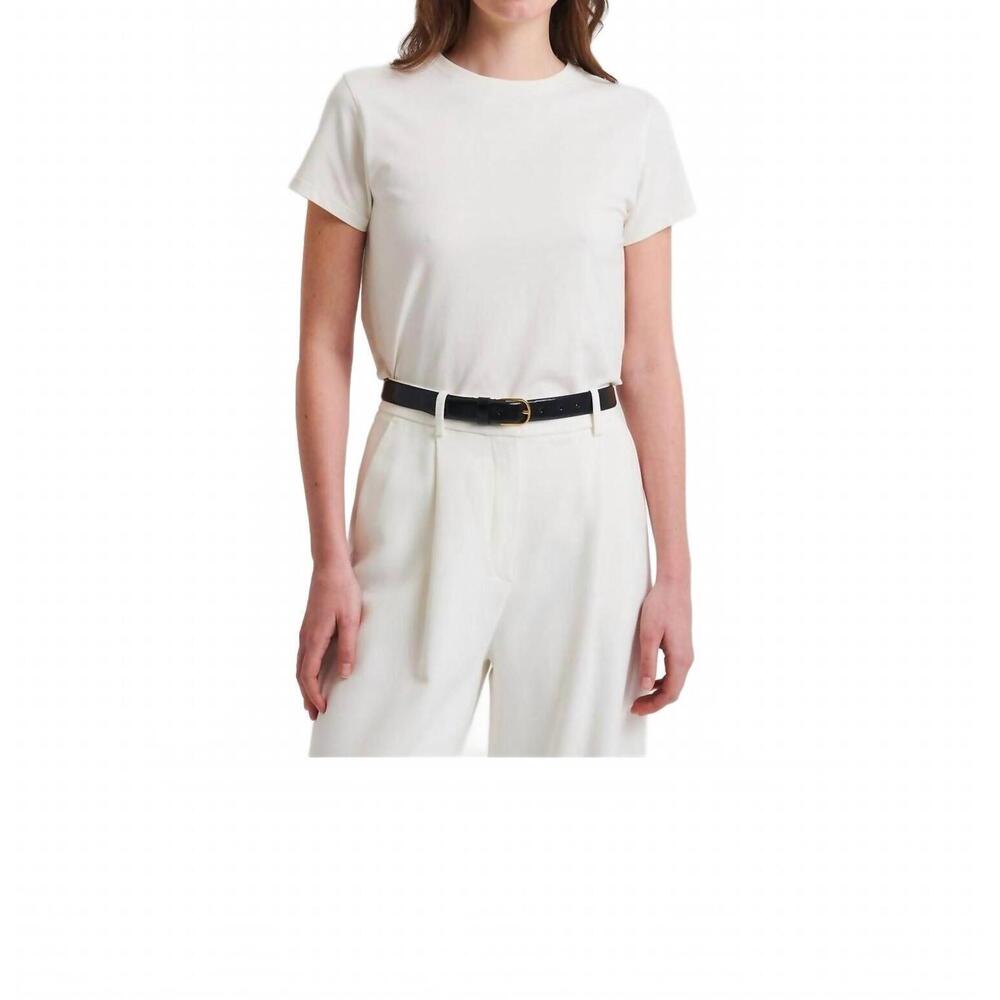 NEW PATRICK ASSARAF short sleeve iconic fitted crew top in chalk